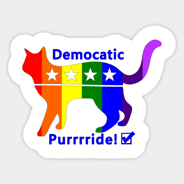 Funny Diversity Democrat Cat Lover Anti-Trump LGBTQ Gay Pride Sticker by TeeCreations